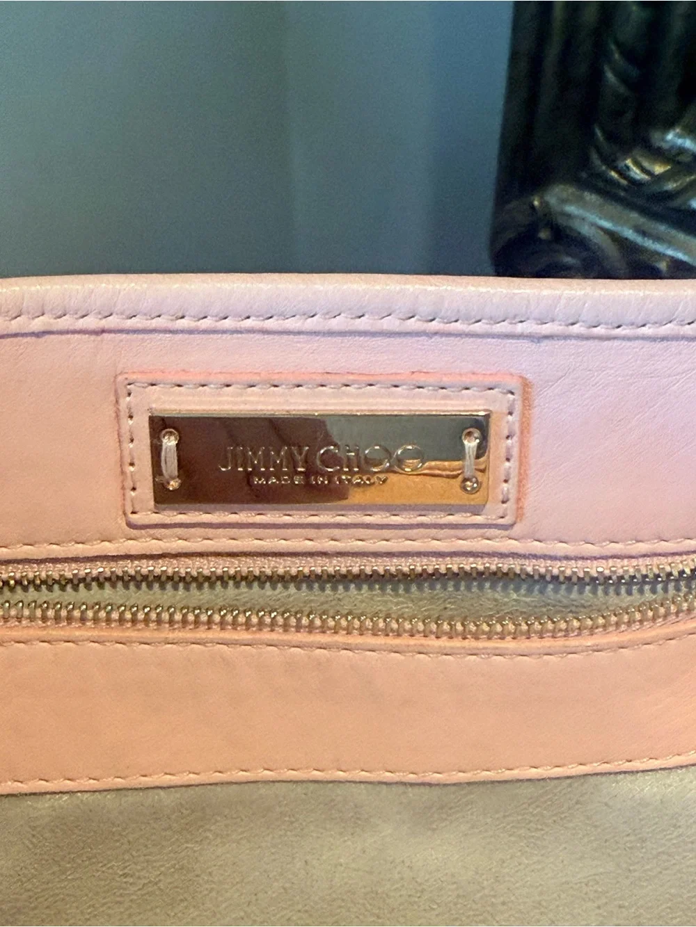 Jimmy Choo Sasha S Tote Bag in a gorgeous, soft pastel pink leather.